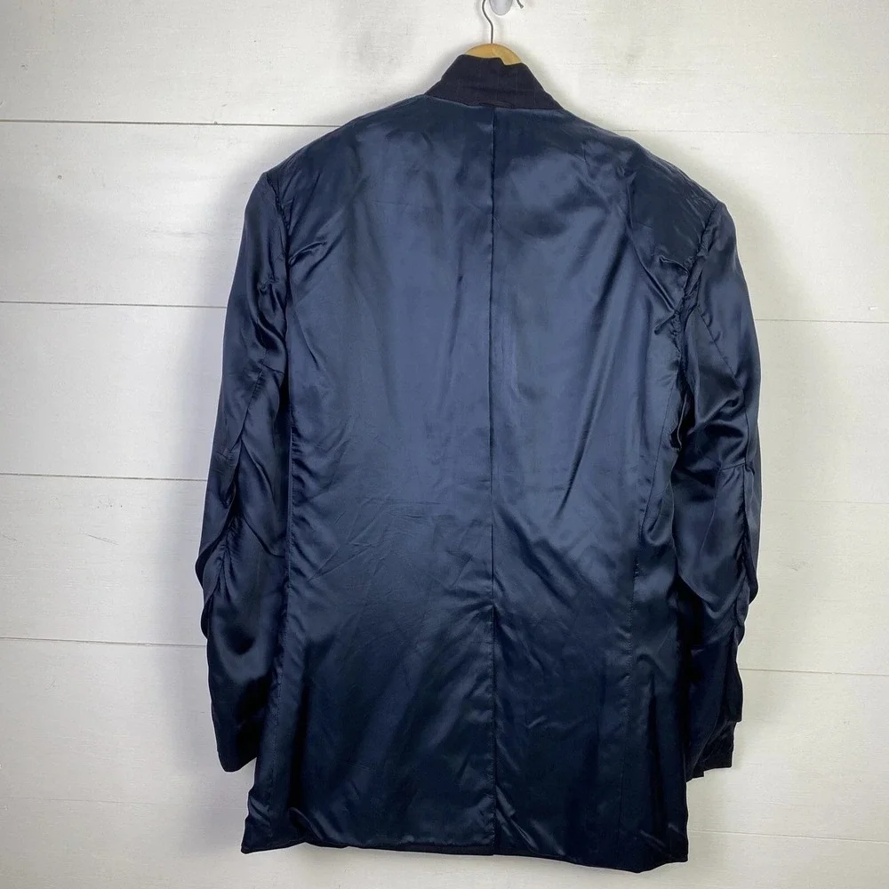 VTG‎ Tom James Blazer Navy Pinstripe 44-46L? Sport Coat USA Made Academia